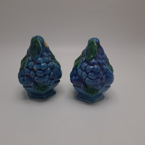 Inarco Mood Indigo Blue Grape Salt Pepper Shakers Vintage Mid-Century Modern - Picture 4 of 11